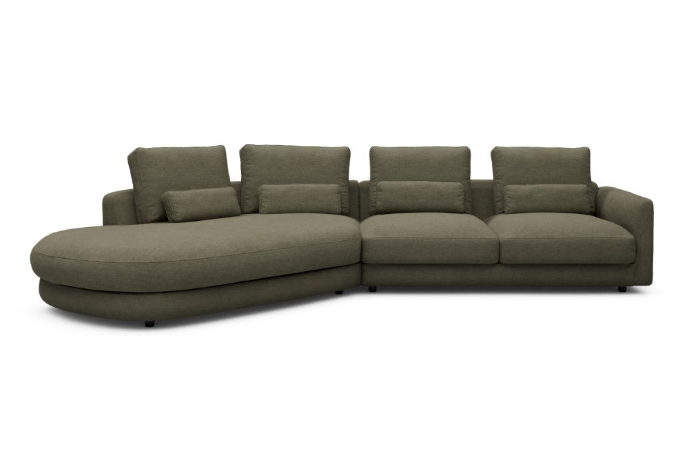 Vivole Modular Sofa - A6 - 361 x 167 cm - 45 deg Open-end + 2,5 Seater - 575 Vivus Dusty Olive