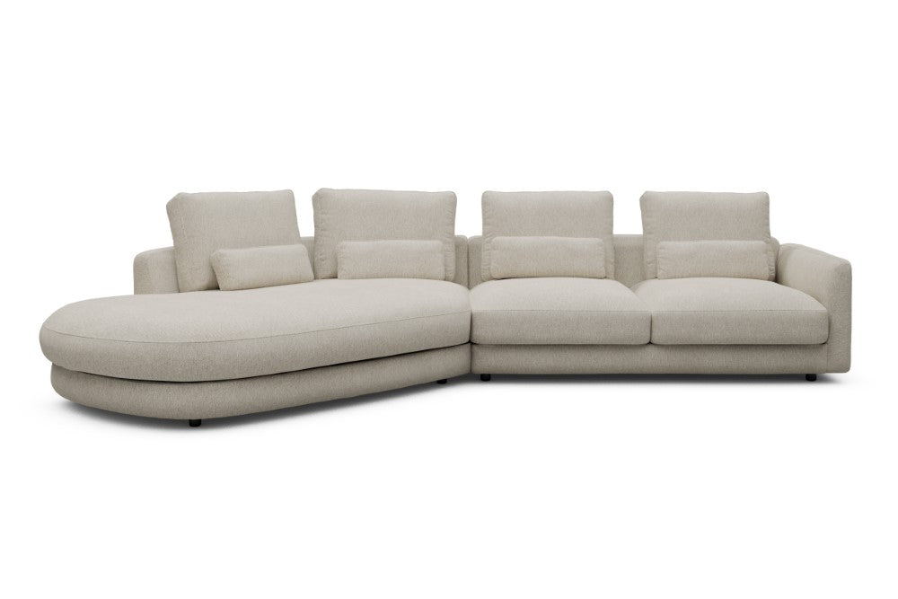 Vivole Modular Sofa - A6 - 361 x 167 cm - 45 deg Open-end + 2,5 Seater - 584 Argus Natural