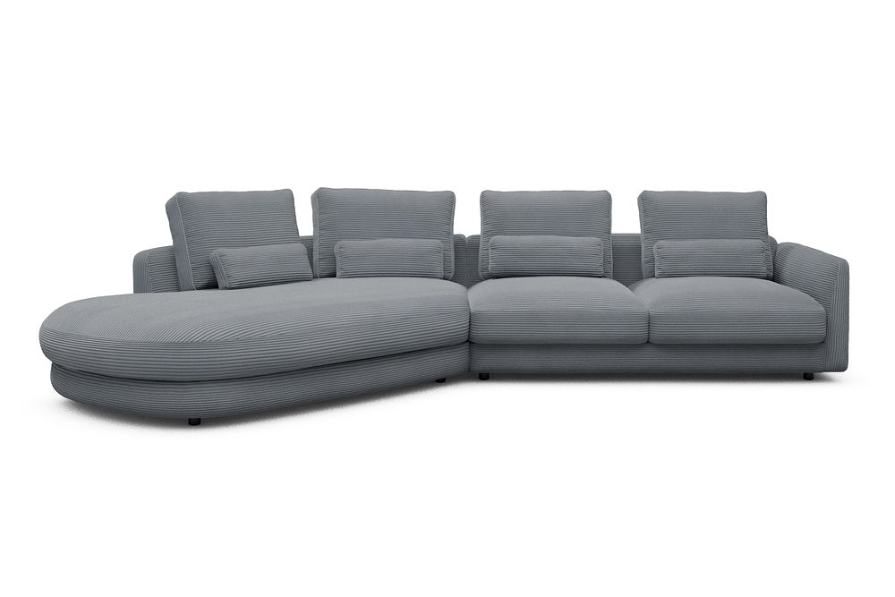 Vivole Modular Sofa - A6 - 361 x 167 cm - 45 deg Open-end + 2,5 Seater - 592 Corduroy Silvermist