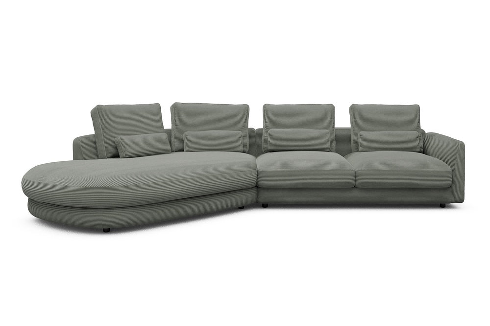 Vivole Modular Sofa - A6 - 361 x 167 cm - 45 deg Open-end + 2,5 Seater - 598 Corduroy Sage