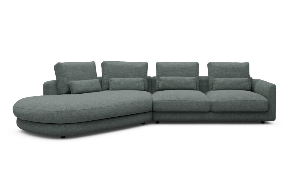 Vivole Modular Sofa - A6 - 361 x 167 cm - 45 deg Open-end + 2,5 Seater - 770 Carreno Cielo Blue