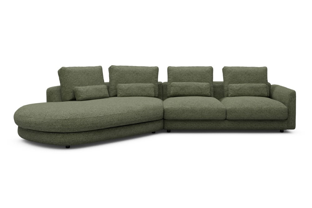 Vivole Modular Sofa - A6 - 361 x 167 cm - 45 deg Open-end + 2,5 Seater - 775 Carreno Vivid Green