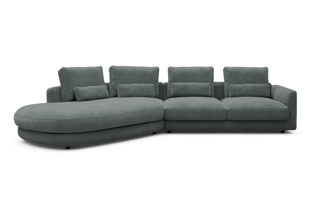 Vivole Modular Sofa - A6 - 361 x 167 cm - 45 deg Open-end + 2,5 Seater - 812 Smooth Smooth Silver Grey