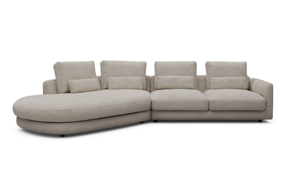 Vivole Modular Sofa - A6 - 361 x 167 cm - 45 deg Open-end + 2,5 Seater - 816 Aivi Lace Beige