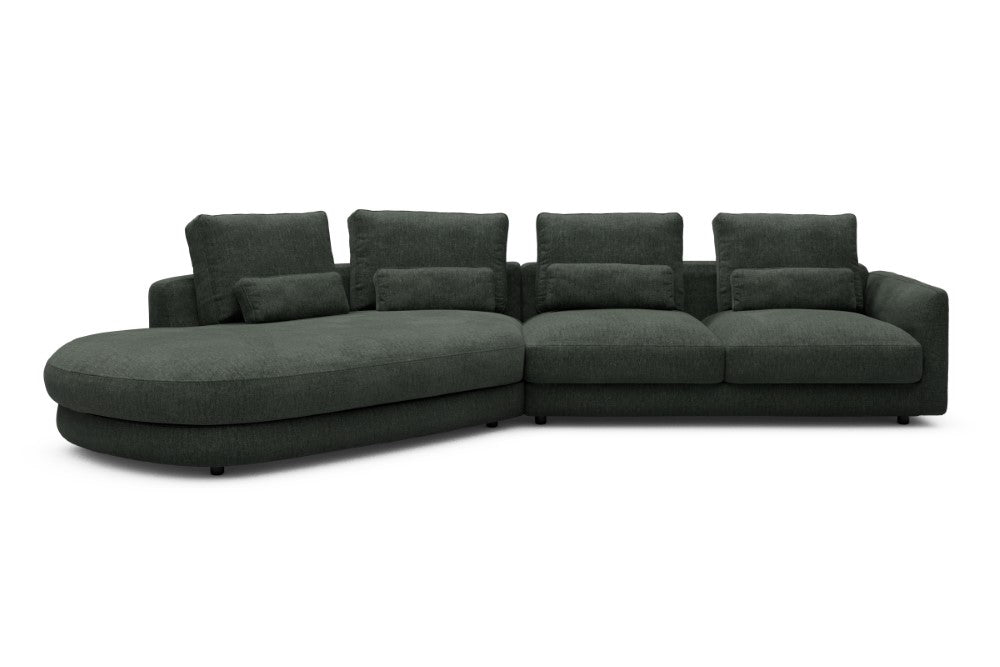 Vivole Modular Sofa - A6 - 361 x 167 cm - 45 deg Open-end + 2,5 Seater - 818 Aivi Pine Green