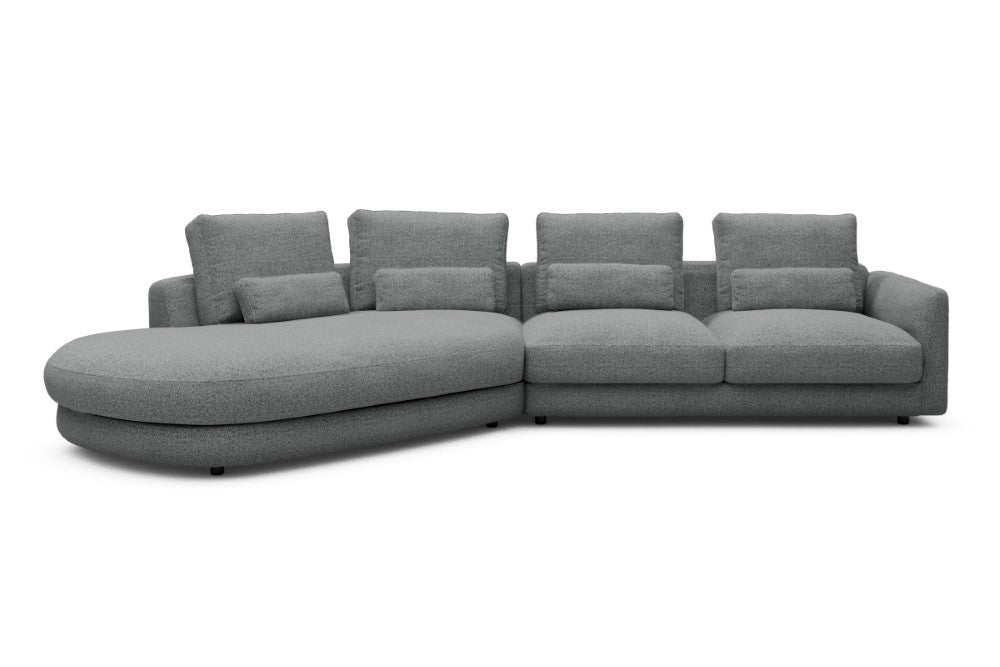 Vivole Modular Sofa - A6 - 361 x 167 cm - 45 deg Open-end + 2,5 Seater - 819 Aivi Gravel Grey