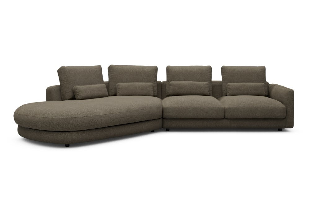 Vivole Modular Sofa - A6 - 361 x 167 cm - 45 deg Open-end + 2,5 Seater - 850 Mahoga Caramel Grey