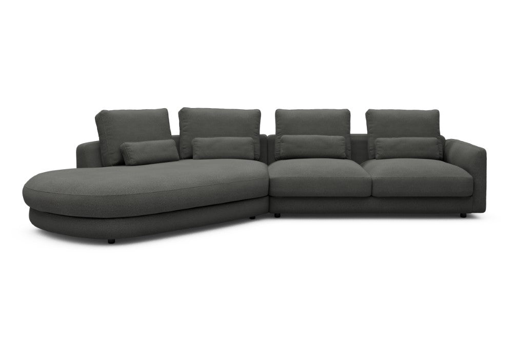 Vivole Modular Sofa - A6 - 361 x 167 cm - 45 deg Open-end + 2,5 Seater - 852 Mahoga Seal Grey