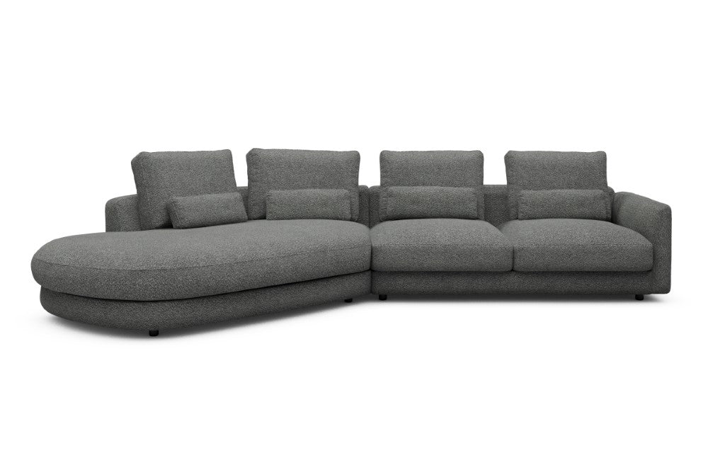 Vivole Modular Sofa - A6 - 361 x 167 cm - 45 deg Open-end + 2,5 Seater - 868 Vanora Warm Grey