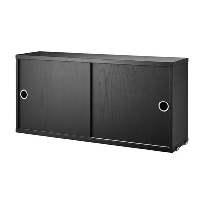 Cabinet with sliding door - W78 x D20 x H37, Black stained ash - image 4