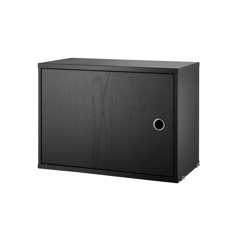 Cabinet with swing door - W58 x D30 x H42, Black stained ash