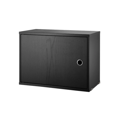 Cabinet with swing door - W58 x D30 x H42, Black stained ash