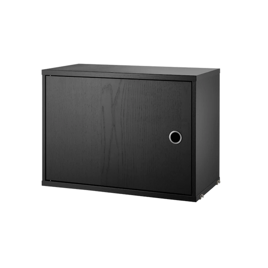 Cabinet with swing door - W58 x D30 x H42, Black stained ash