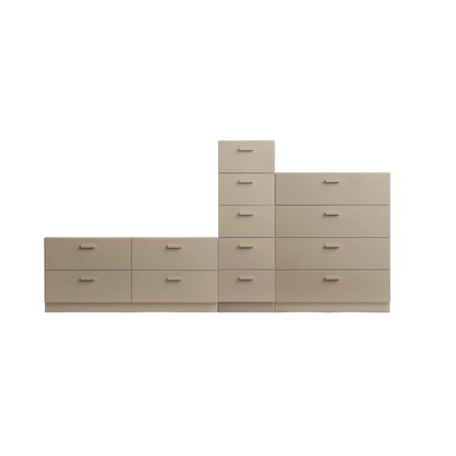 One low, one tall and one wide Relief drawer with plinth Beige - image 3