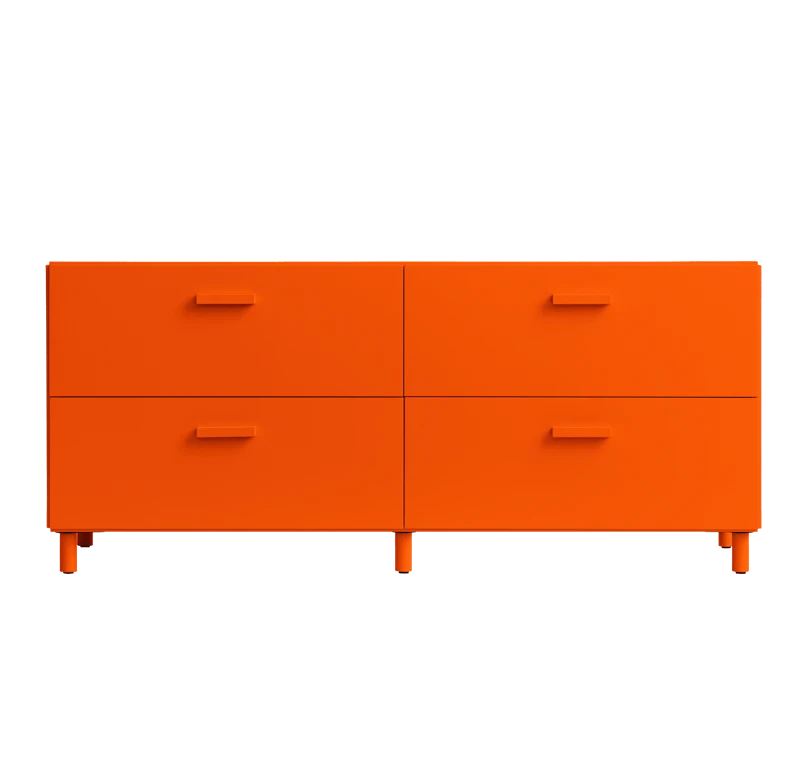 Relief Chest of drawers, low Orange