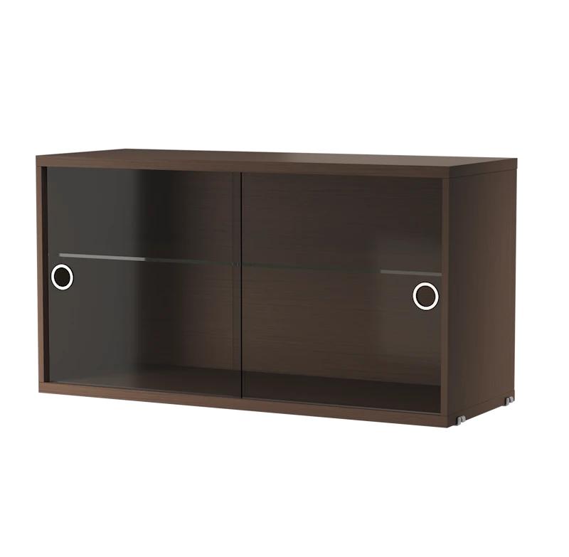 Display cabinet with sliding glass door - W78 x D30 x H42, Dark oak