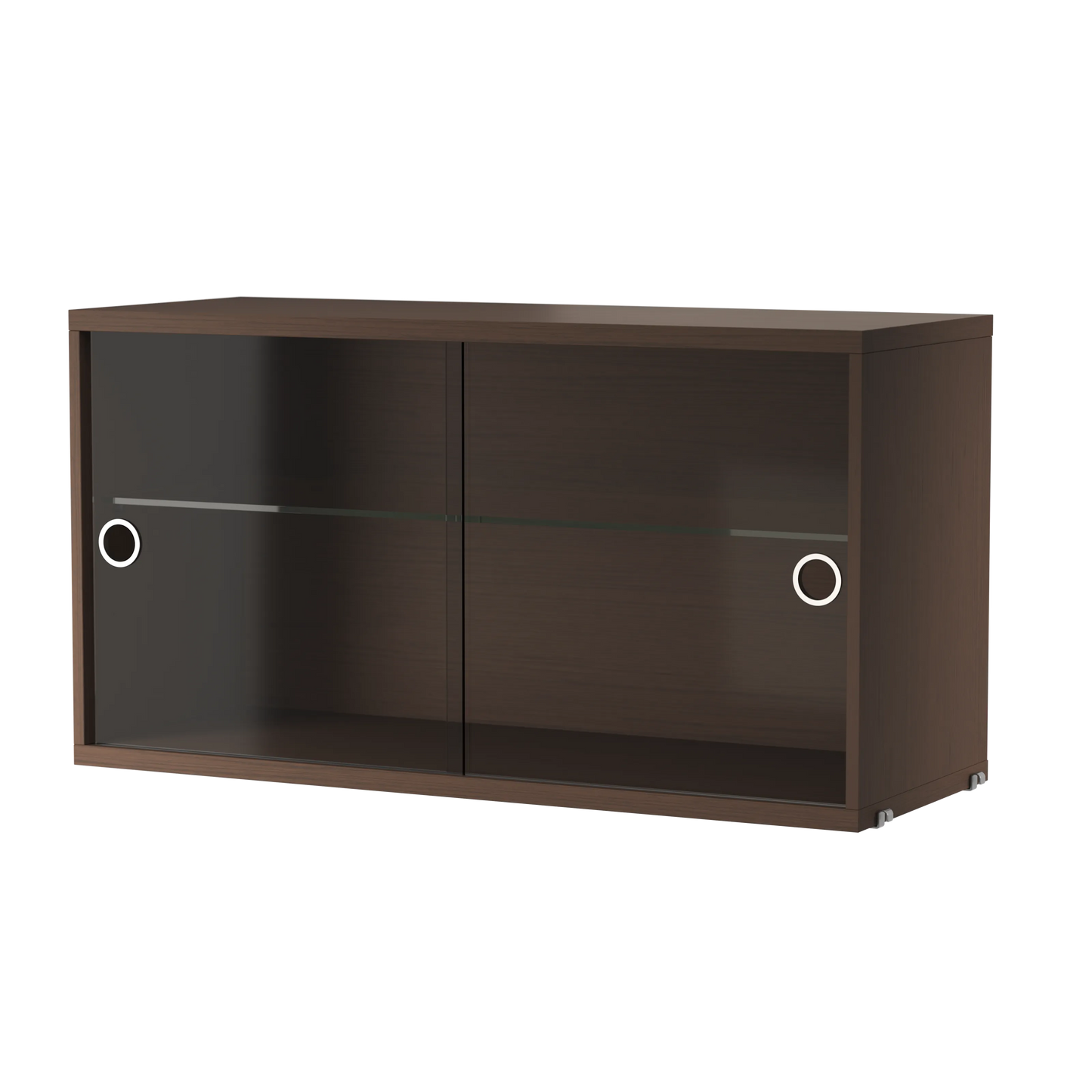 Display cabinet with sliding glass door - W78 x D30 x H42, Dark oak - image 3