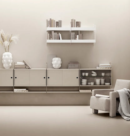 Display cabinet with sliding glass door - W78 x D30 x H42, Beige - image 2