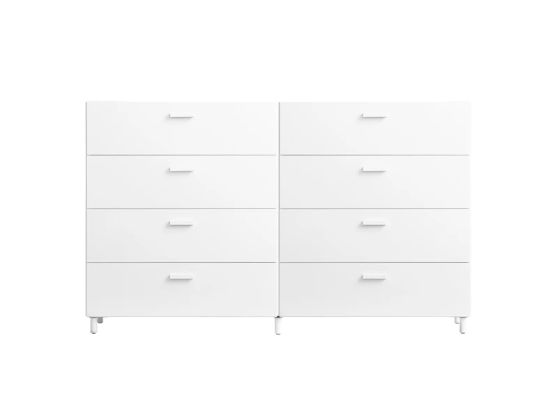 Two wide Relief drawers with legs White