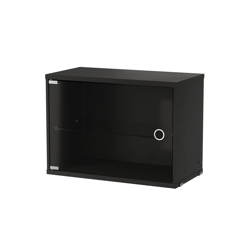 Display cabinet with swing glass door - W58 x D30 x H42, Black stained ash