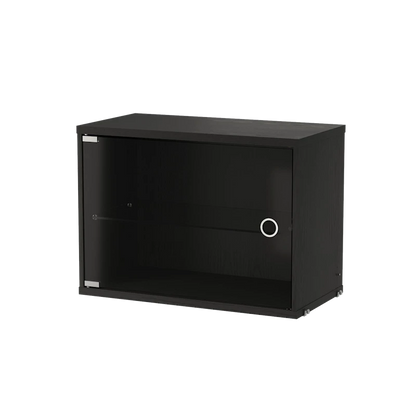 Display cabinet with swing glass door - W58 x D30 x H42, Black stained ash