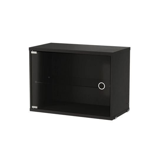 Display cabinet with swing glass door - W58 x D30 x H42, Black stained ash