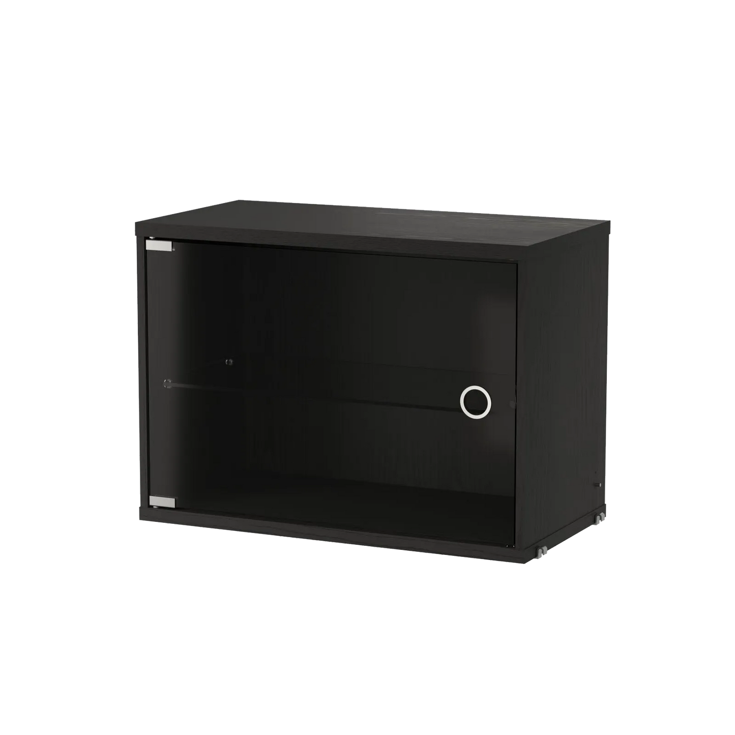 Display cabinet with swing glass door - W58 x D30 x H42, Black stained ash - image 3