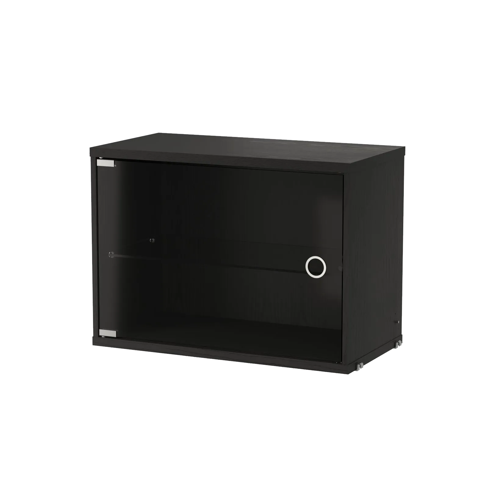Display cabinet with swing glass door - W58 x D30 x H42, Black stained ash - image 3
