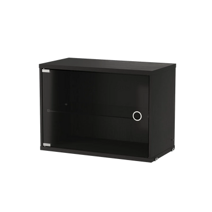 Display cabinet with swing glass door - W58 x D30 x H42, Black stained ash - image 3