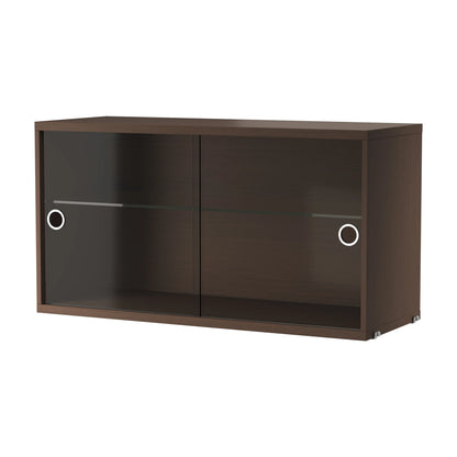 Display cabinet with sliding glass door - W78 x D30 x H42, Dark oak - image 4
