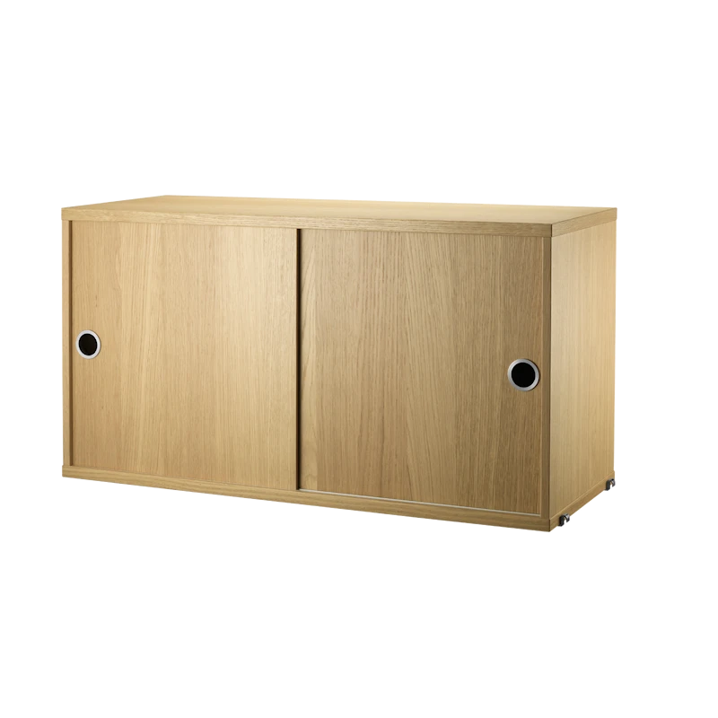Cabinet with sliding door - W78 x D30 x H42, Oak