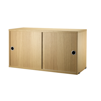 Cabinet with sliding door - W78 x D30 x H42, Oak - image 3