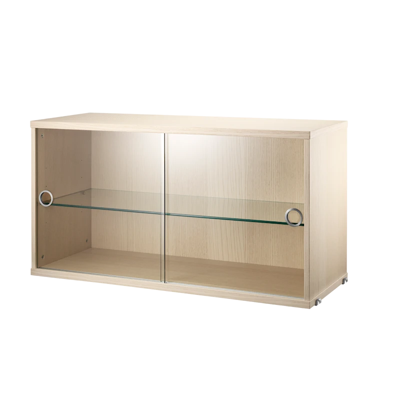 Display cabinet with sliding glass door - W78 x D30 x H42, Ash