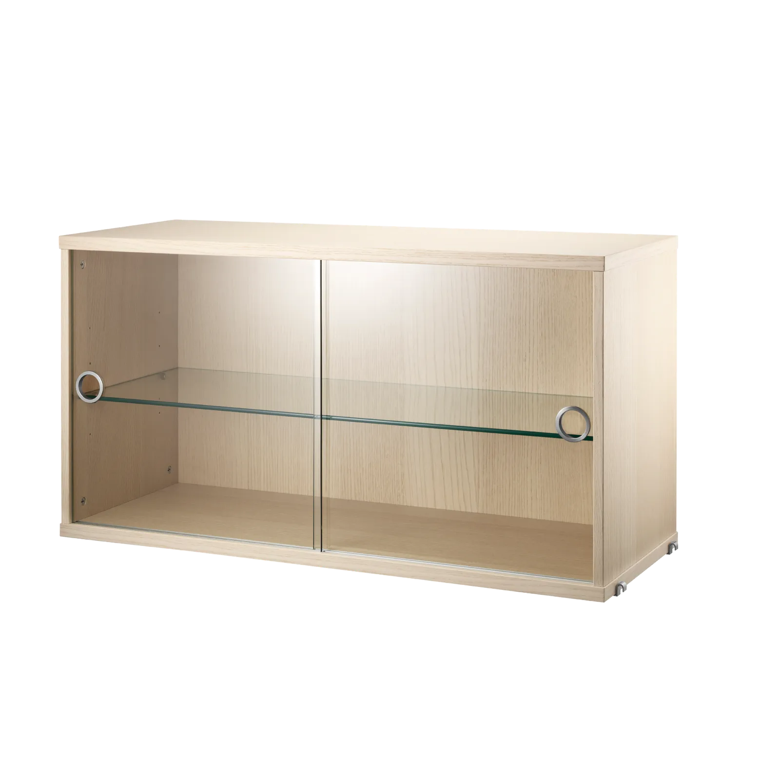 Display cabinet with sliding glass door - W78 x D30 x H42, Ash - image 2