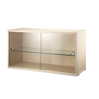 Display cabinet with sliding glass door - W78 x D30 x H42, Ash - image 2