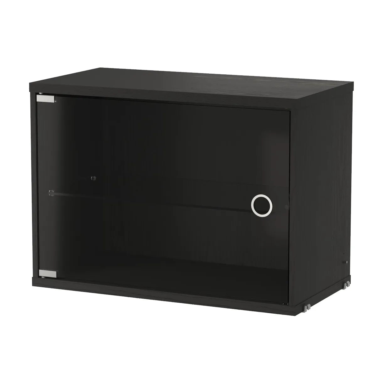Display cabinet with swing glass door - W58 x D30 x H42, Black stained ash - image 4