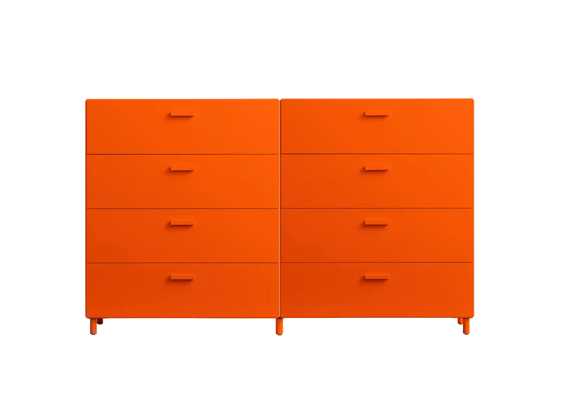 Two wide Relief drawers with legs Orange