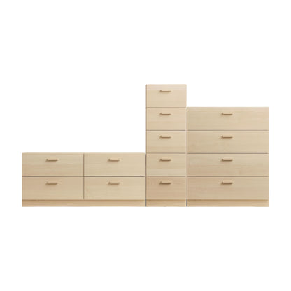 One low, one tall and one wide Relief drawer with plinth Ash - image 4