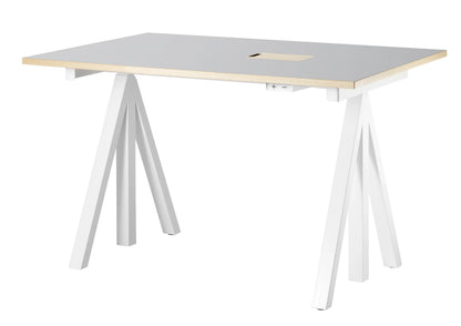 Height-adjustable work desk 120x78 White/Light grey linoleum with edging in ash - image 3