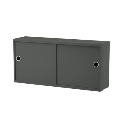 Cabinet with sliding door - W78 x D20 x H37, Dark grey - image 3