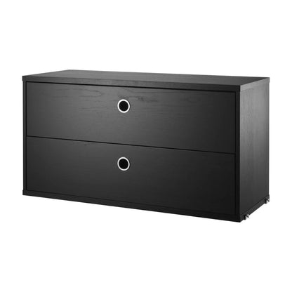 Chest of drawers - W78 x D30 x H42, Black stained ash - image 4