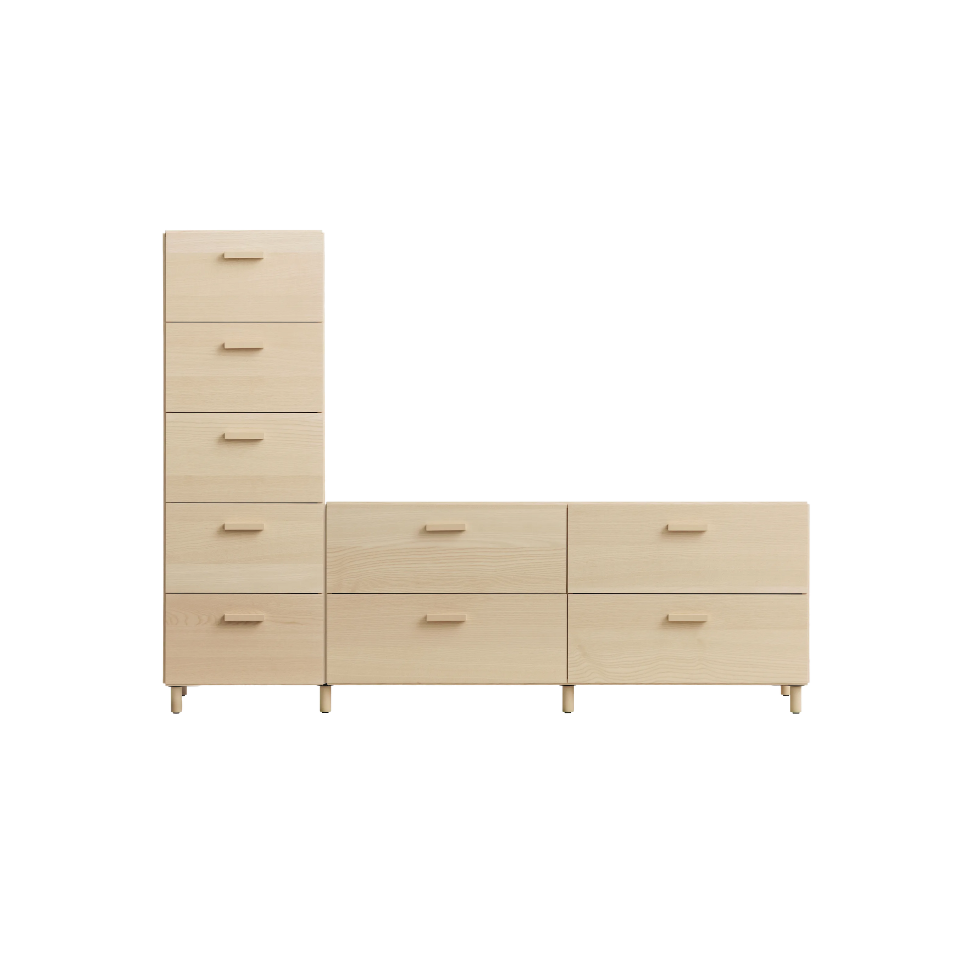 One low and one tall Relief drawer with legs Ash - image 3