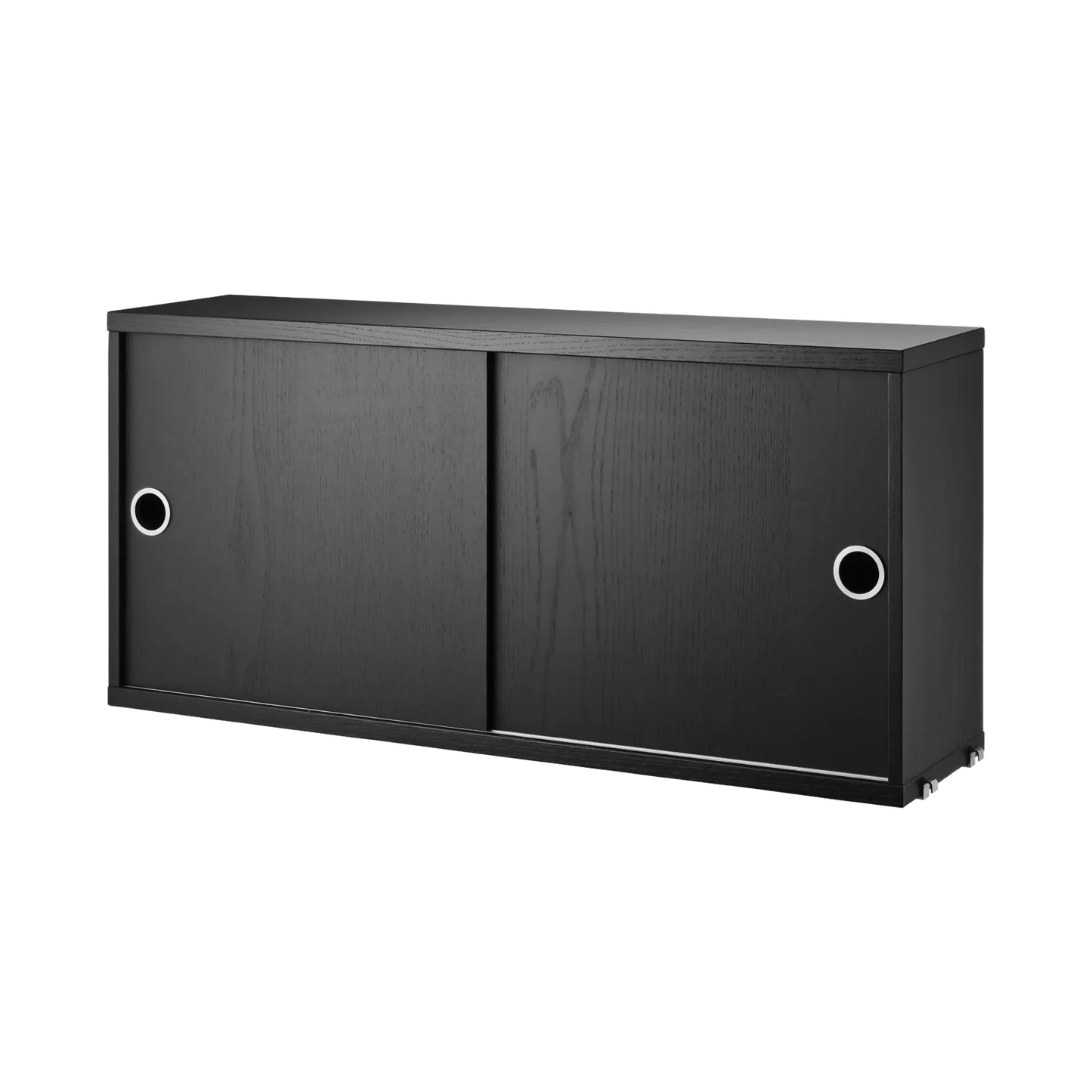 Cabinet with sliding door - W78 x D20 x H37, Black stained ash - image 3