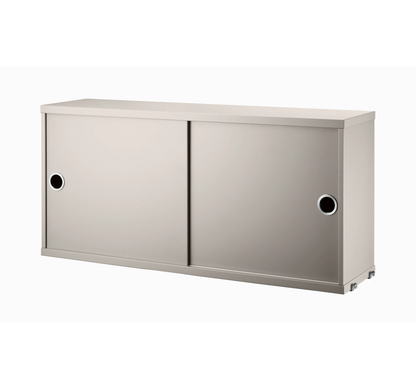 Cabinet with sliding door - W78 x D20 x H37, Beige - image 3
