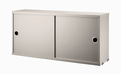Cabinet with sliding door - W78 x D20 x H37, Beige