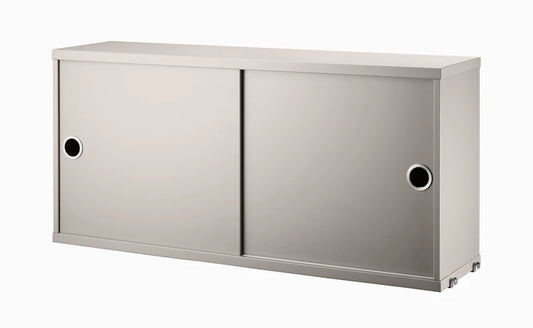 Cabinet with sliding door - W78 x D20 x H37, Beige