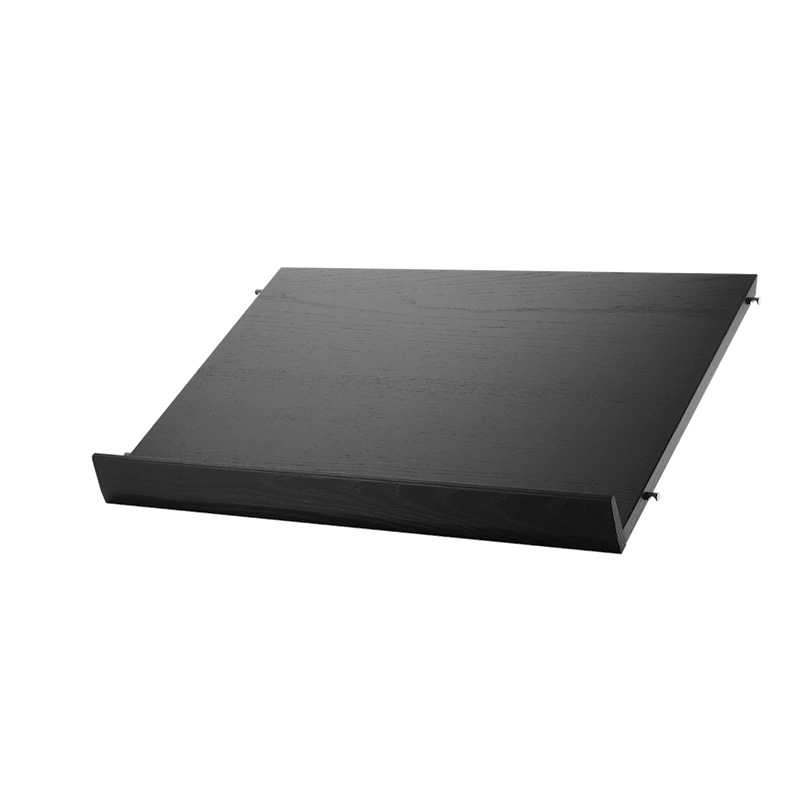 Magazine shelf solid - W58 x D30 x H15, Black stained ash