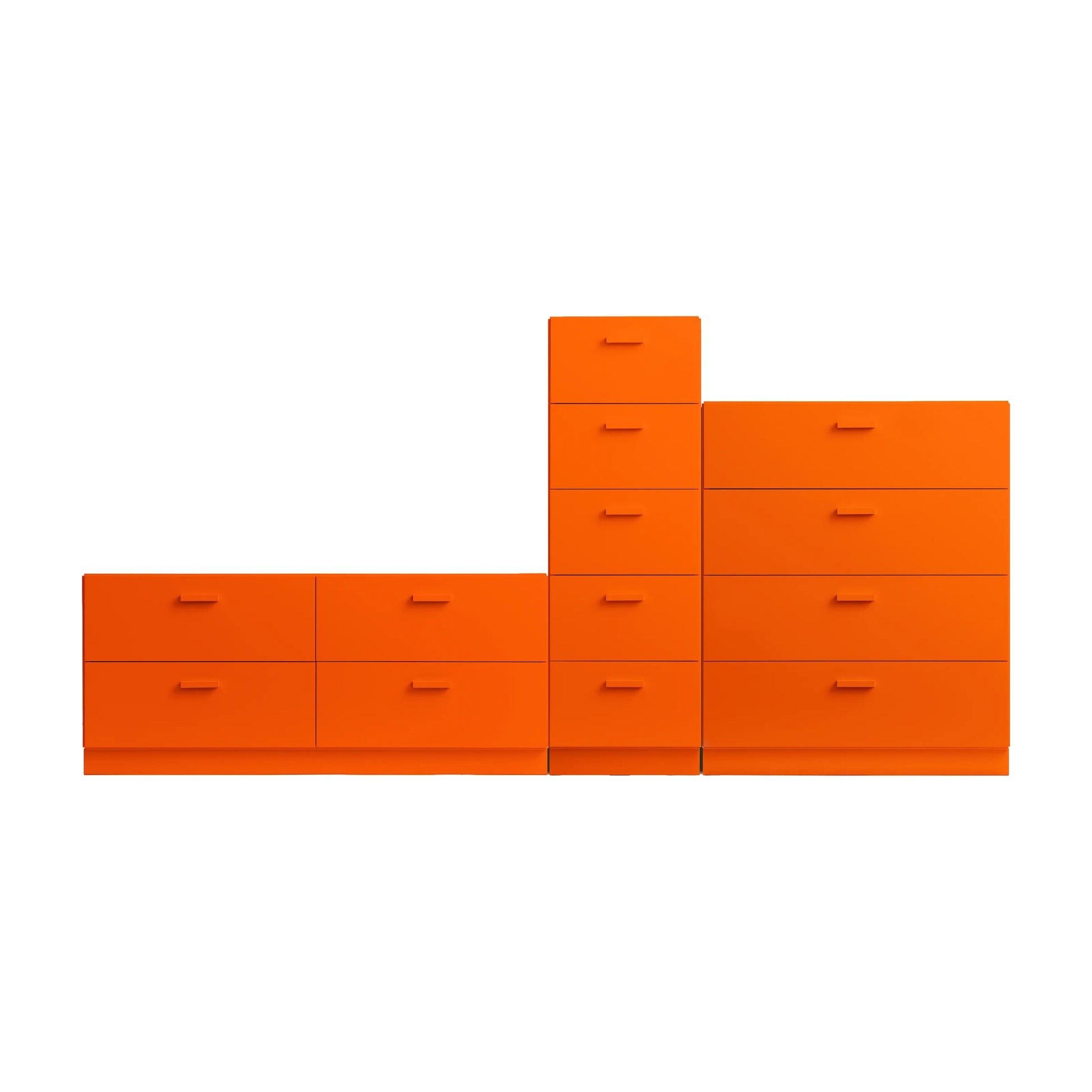 One low, one tall and one wide Relief drawer with plinth Orange - image 4
