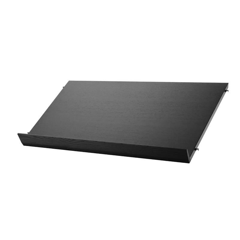 Magazine shelf solid - W78 x D30 x H15, Black stained ash
