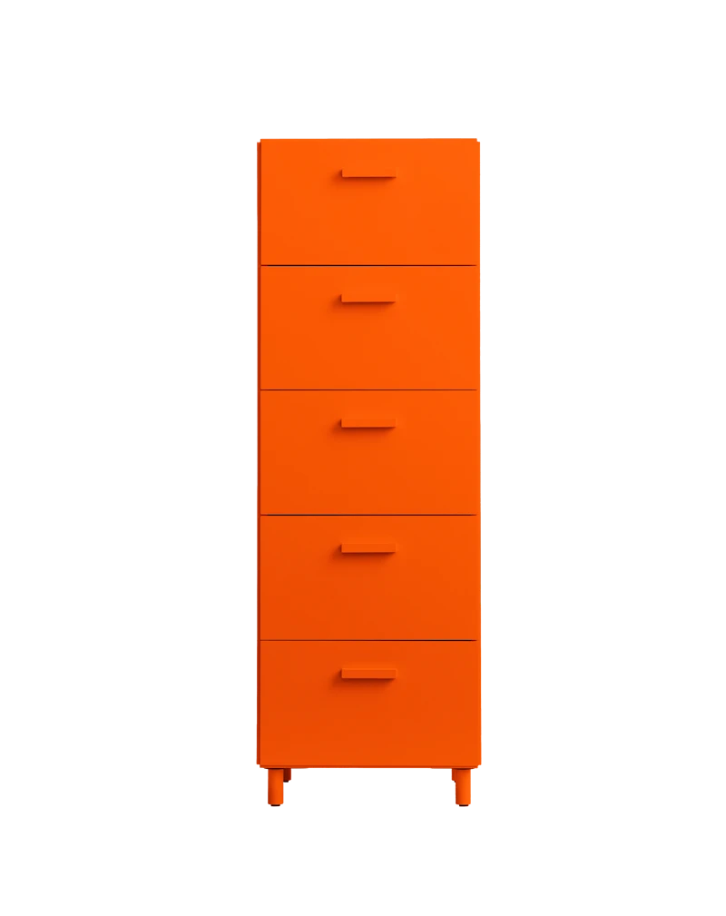 Relief Chest of drawers, tall Orange
